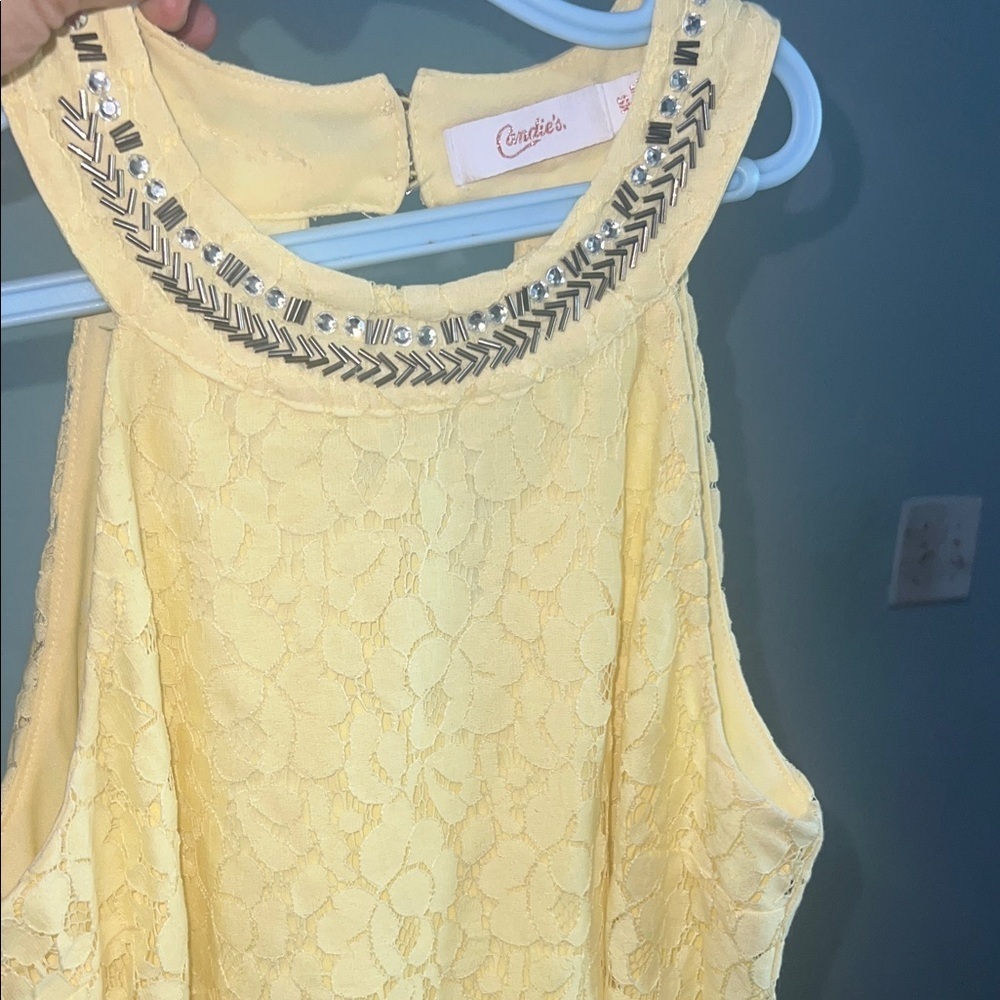 Candie's Light Yellow Lace Dress - Picture 6 of 10